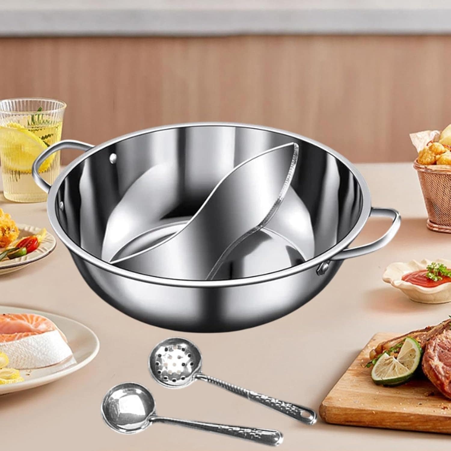 Shabu Shabu Pot Hot, panela quente com divisor, sabor duplo ... - Image 6