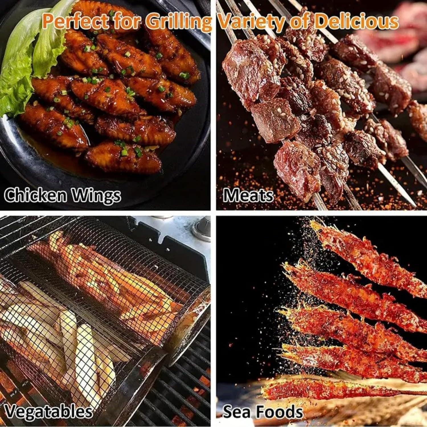 Gaiola de 3 peças + garfo + gancho para churrasqueira com ta... - Image 4