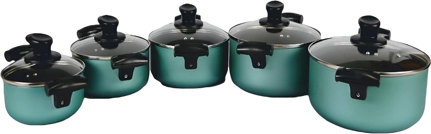 Jogo de Panelas 5 Peças Grossa Verde Tiffany Teflon Preto Co... - Image 4