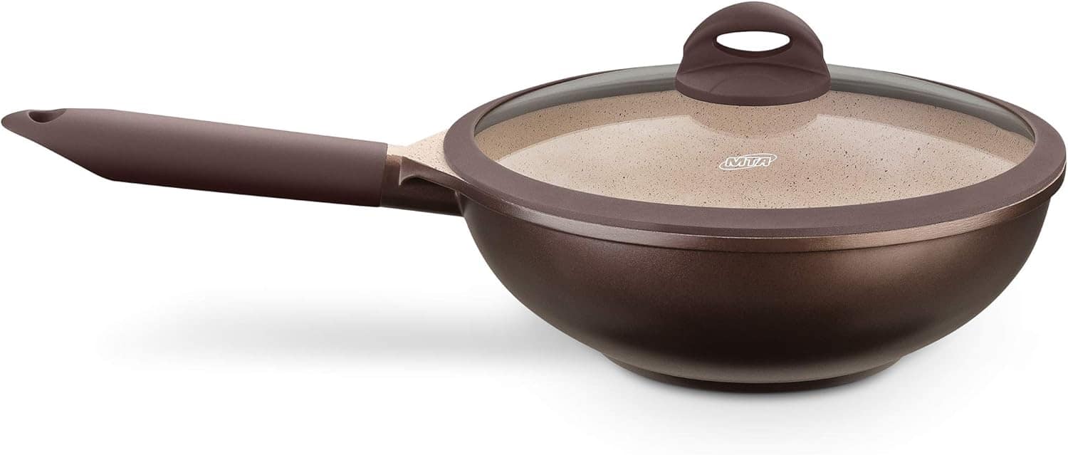 MTA WOK COM TAMPA DE VIDRO ALUM. INDUCAO BELGA N°28/3,8L - D...