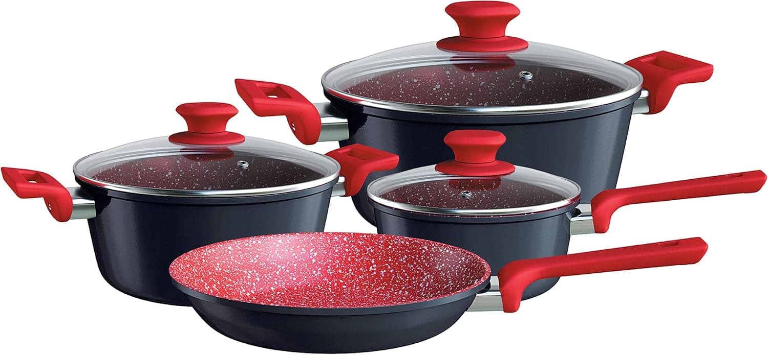 Conjunto de panelas ColorStone 4 peças de alumínio com antia...