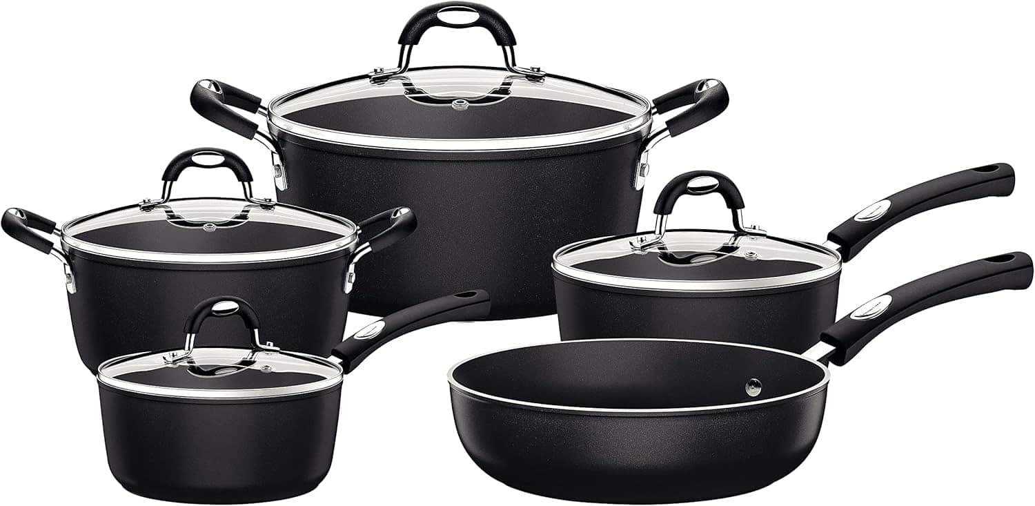Jogo Panela Alumínio 5 peças Monaco Indução Preto Tramontina