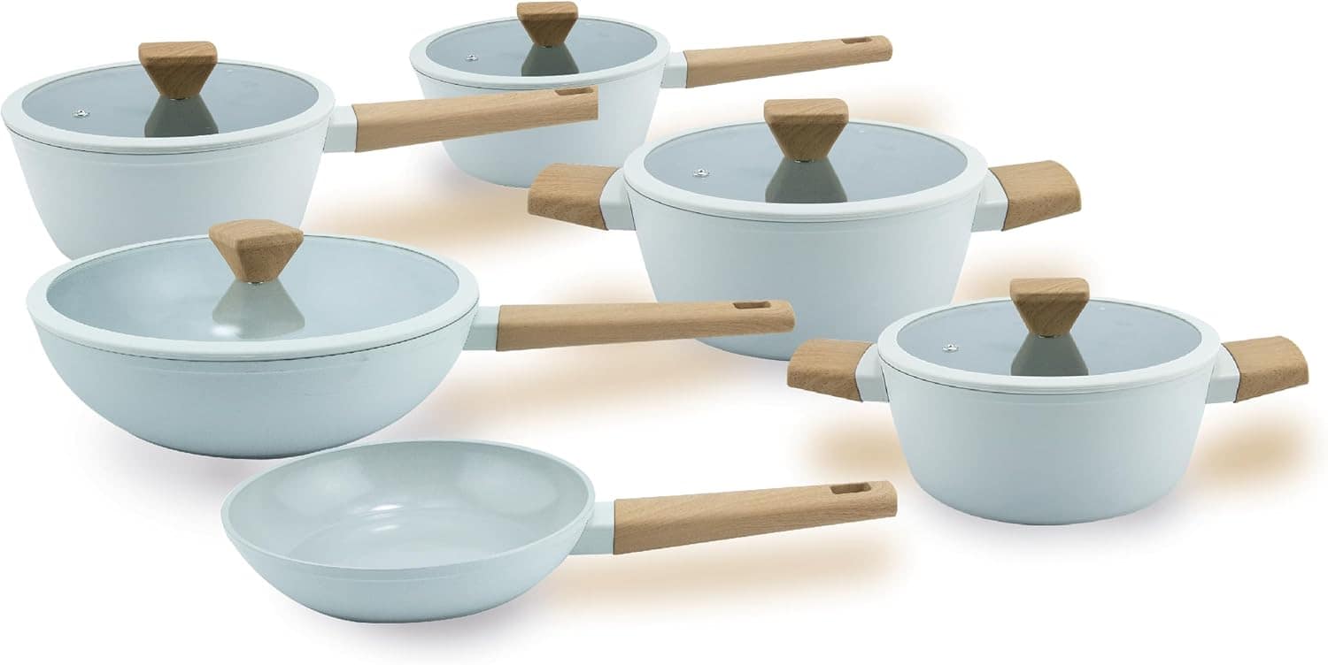 Jogo De Panelas Revestimento Cerâmico Indução Cinza 6 Peças