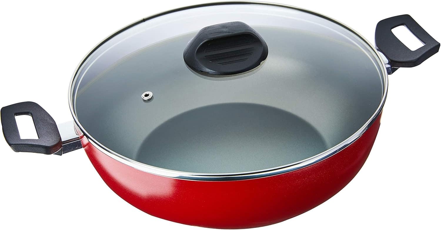 Wok com Tampa e Alças Garlic, 28 cm, Vermelho, Brinox