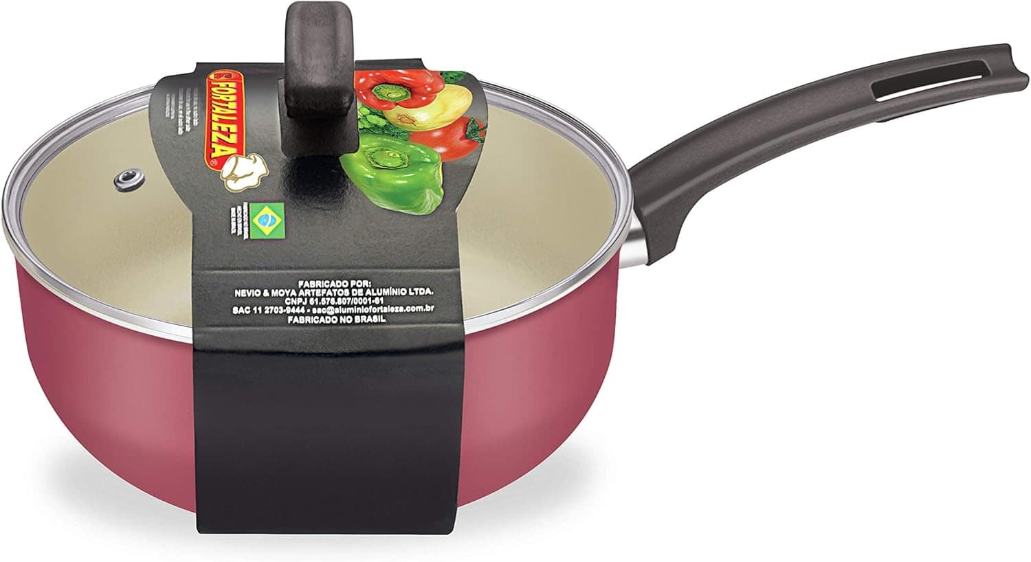 Panela 18 com Tampa Vidro Alumínio Fortaleza Cereja - Image 2