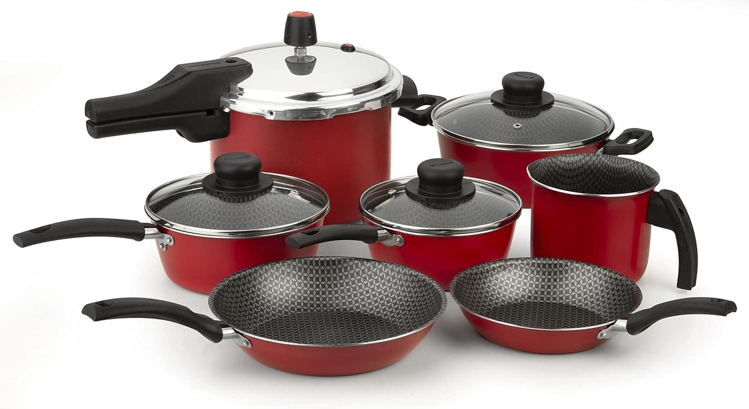 Jogo de Panelas Antiaderente 7 peças Panela Pressão Vermelho...