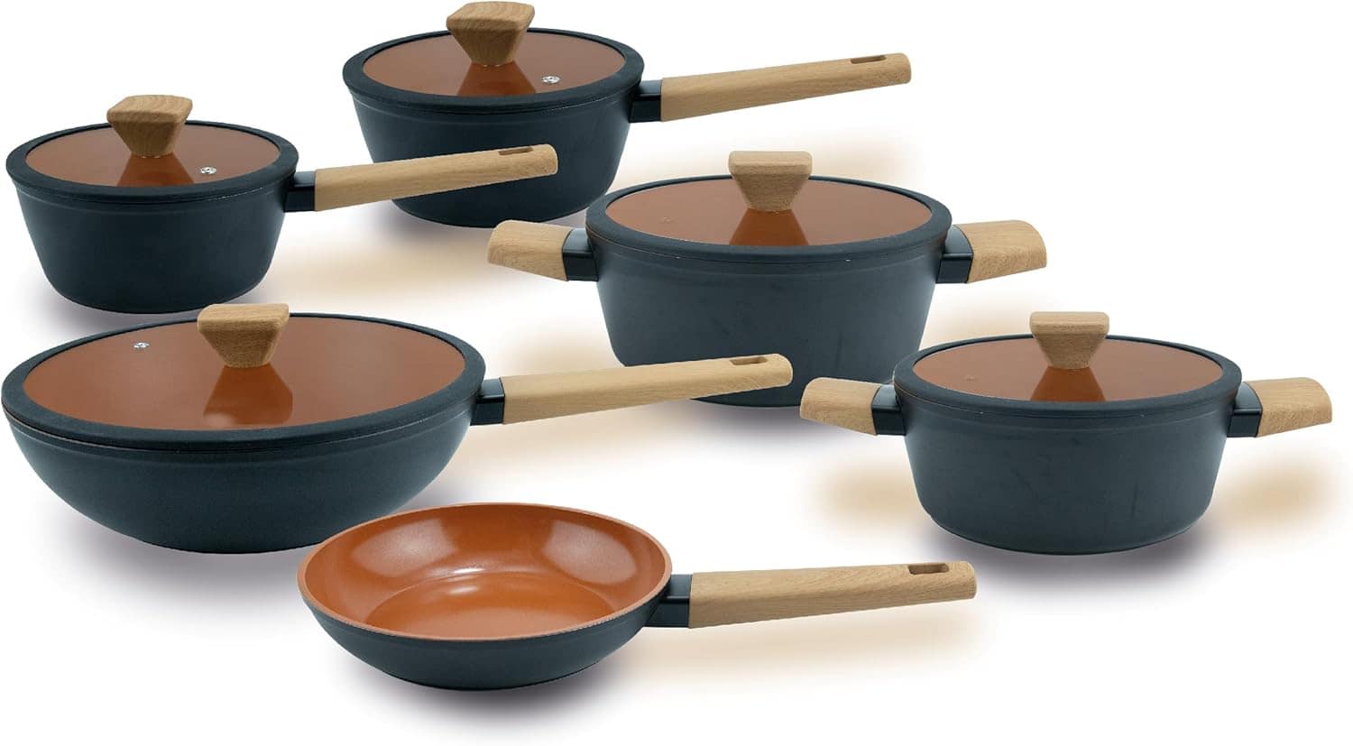 Jogo De Panelas Revestimento Cerâmico Indução Preto 6 Peças ...