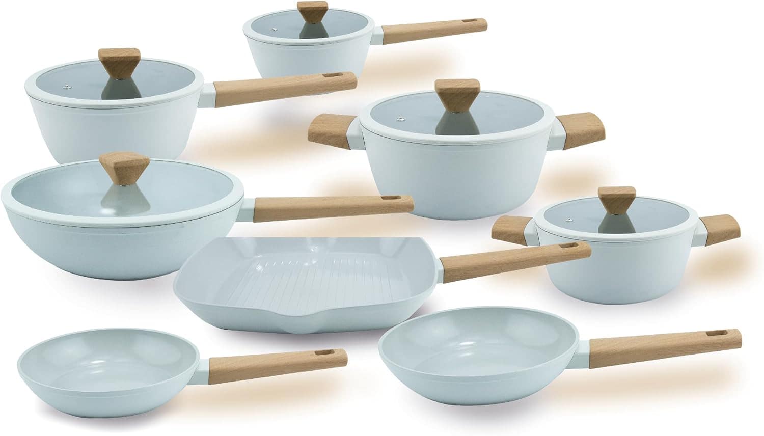 Jogo De Panelas Revestimento Cerâmico Indução Cinza 8 Peças