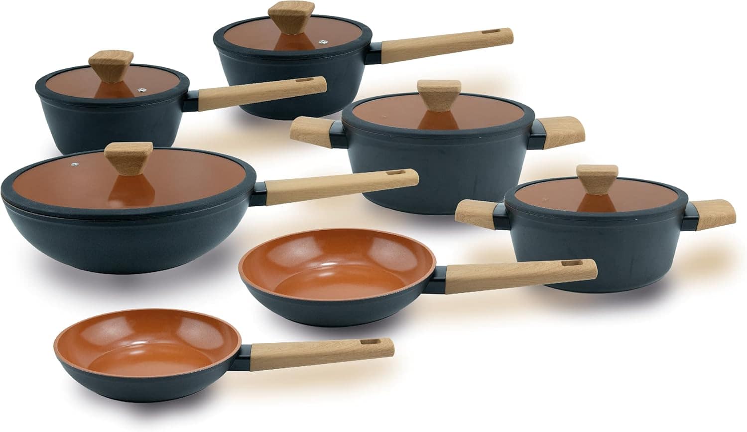 Jogo De Panelas Revestimento Cerâmico Indução Preto 7 Peças ...