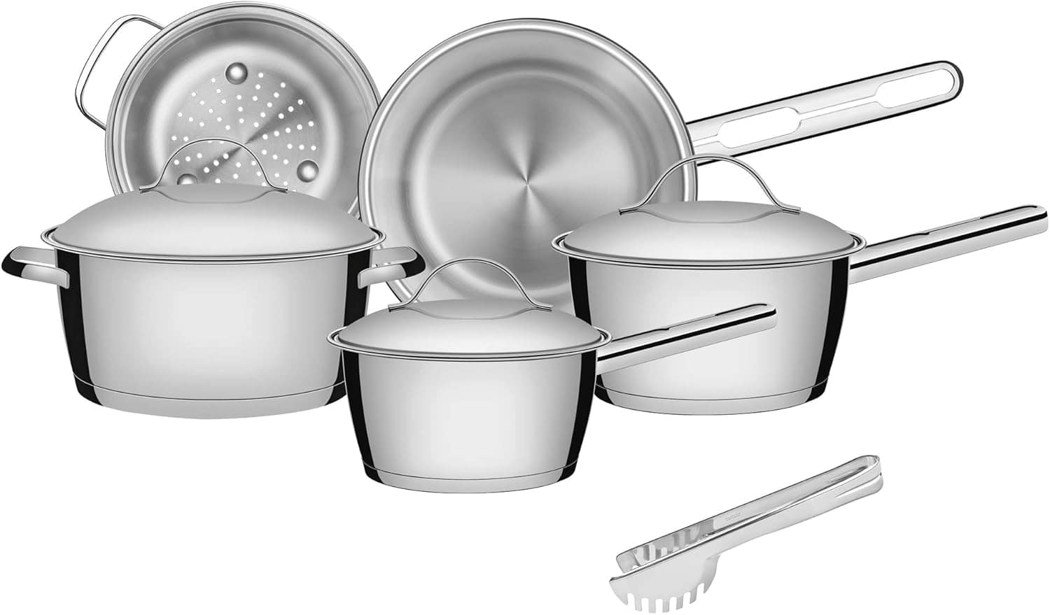 Jogo de Panelas Tramontina Aço Inox Allegra 5 Peças Fundo Tr...
