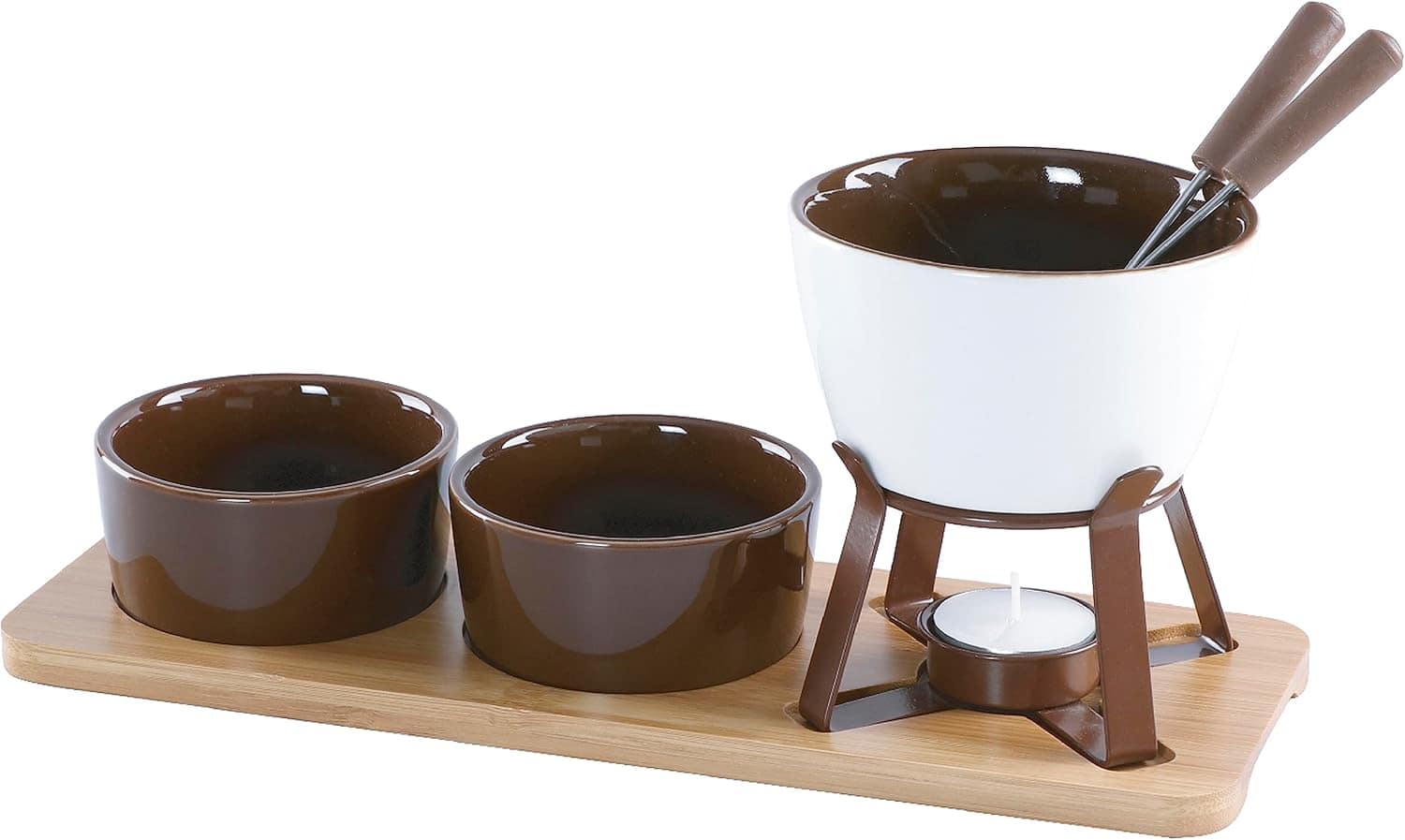 Conjunto Fondue Lier 8 Peças Base Bambu Carne Chocolate - Image 2