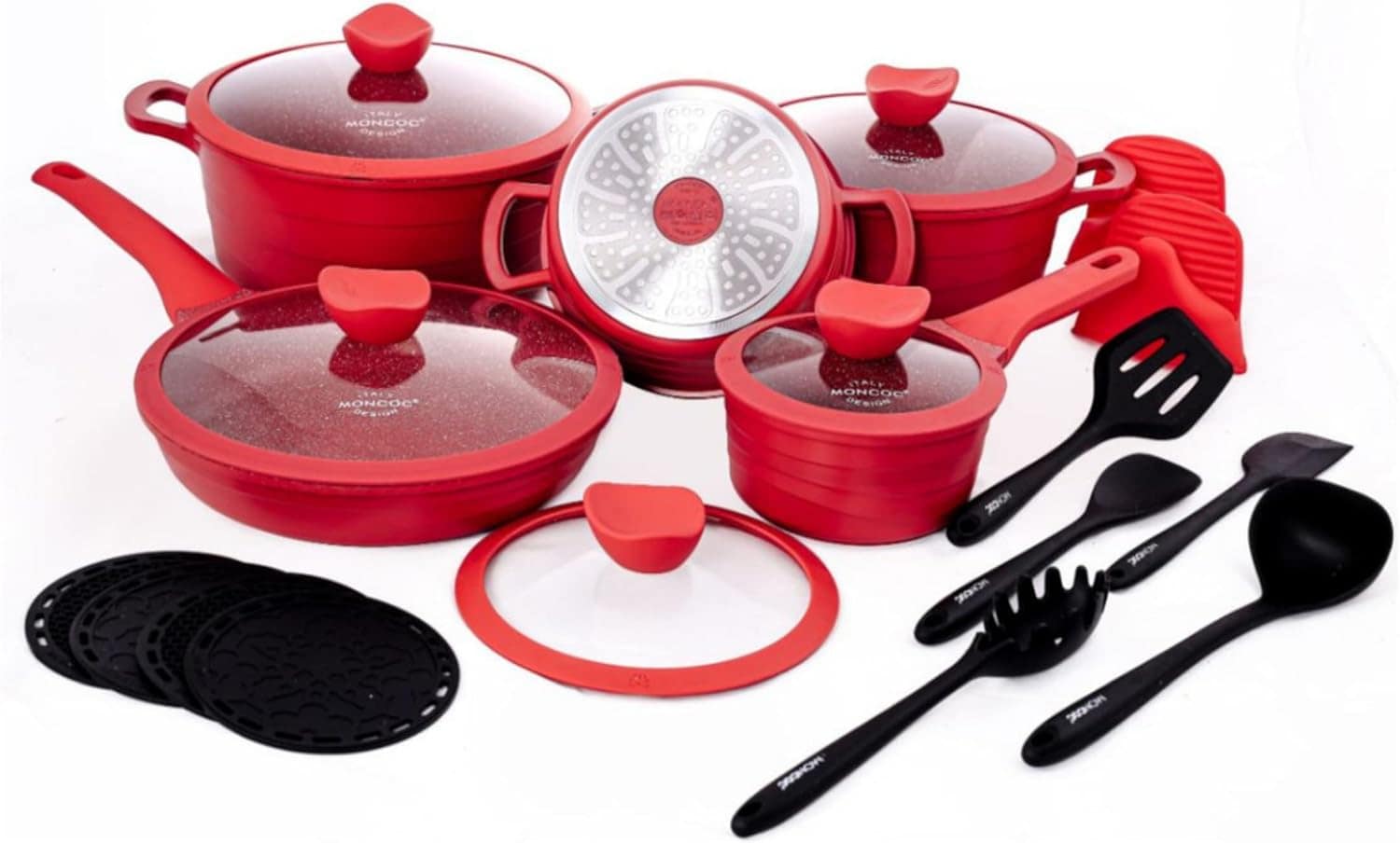 Jogo De Panelas Antiaderentes Moncoc D`lucca Italy 21 Peças ...
