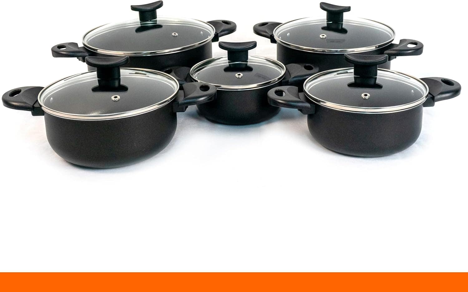 Jogo de Panelas Caçarolas Antiaderente 5 Peças com Tampa de ...