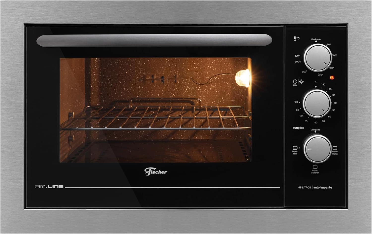 FISCHER FORNO ELÉTRICO EMBUTIR FIT LINE 48L INOX 127V 34493-...