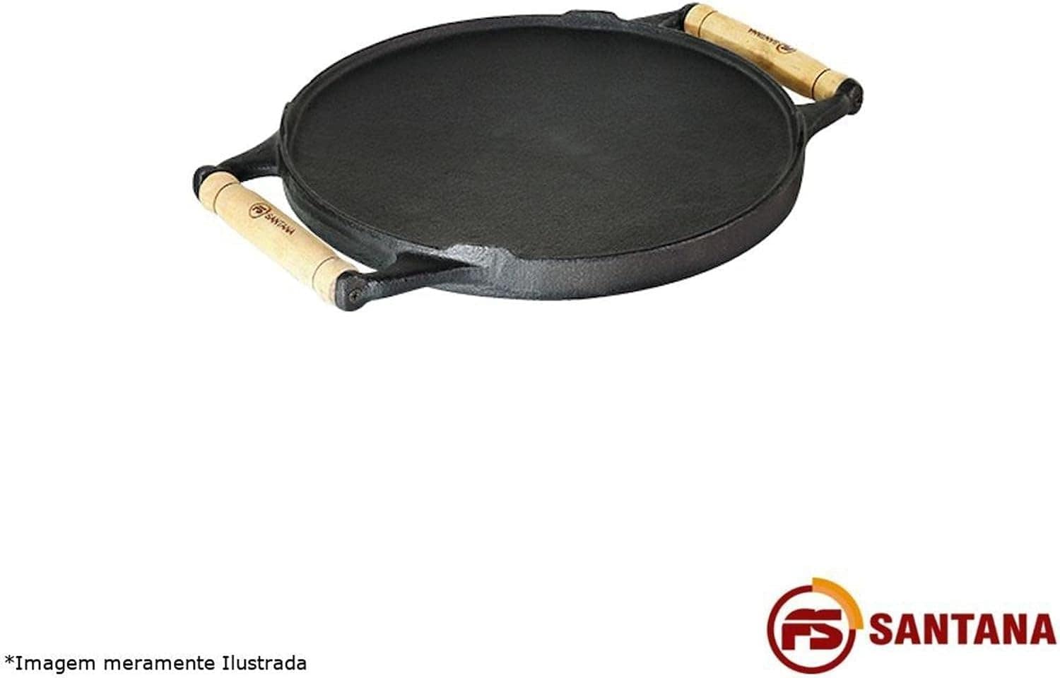 Chapa Bifeteira Ferro Dupla Face Alça Madeira Santana 27x3cm - Image 2