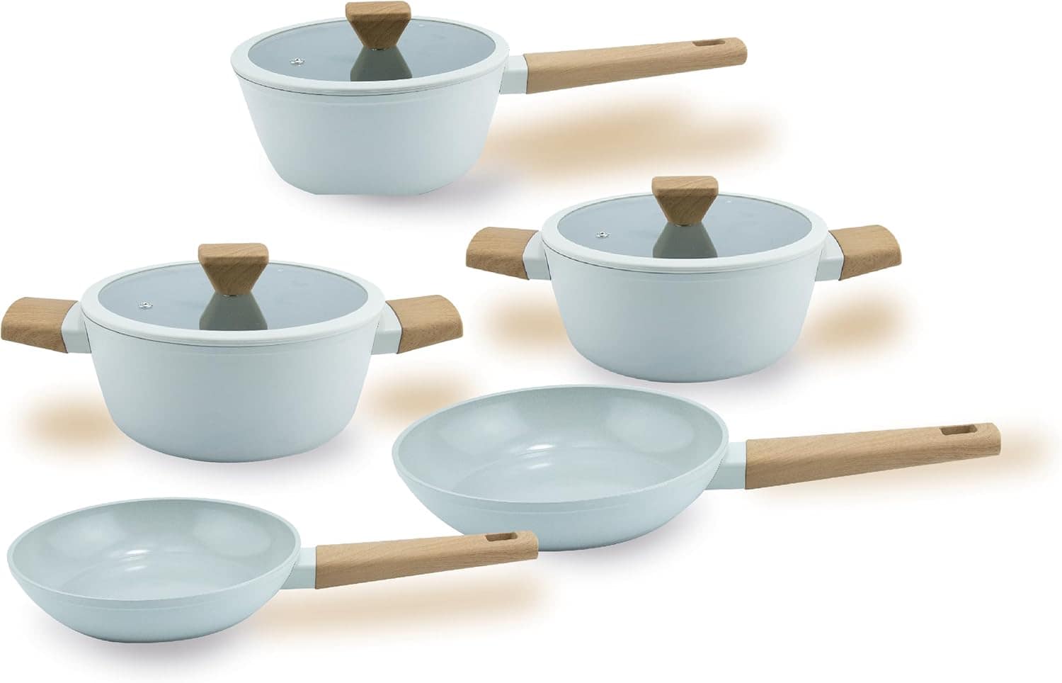 Jogo De Panelas Revestimento Cerâmico Indução Cinza 5 Peças