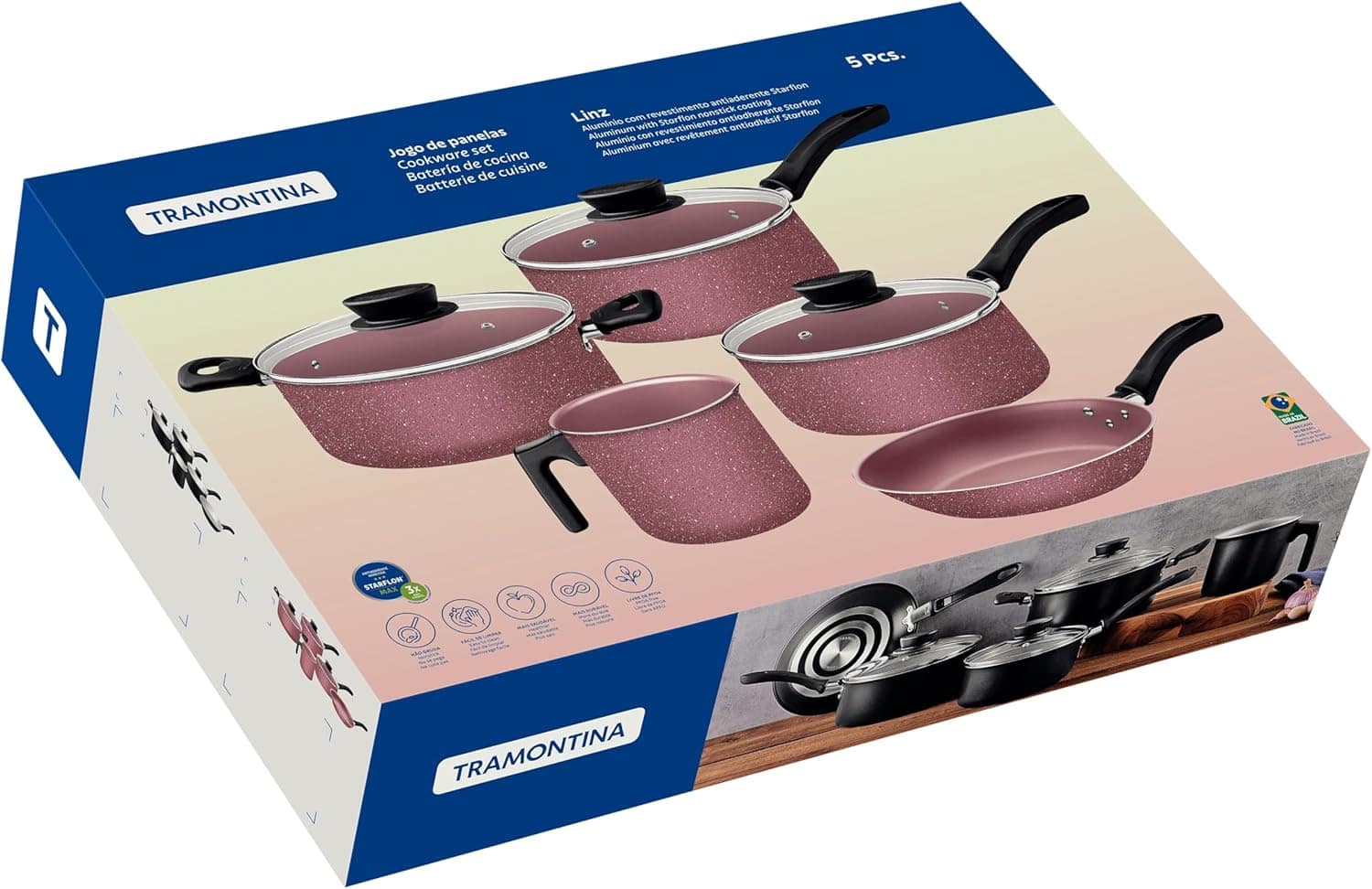 Jogo de Panelas Tramontina Linz em Aluminio com Revestimento... - Image 8