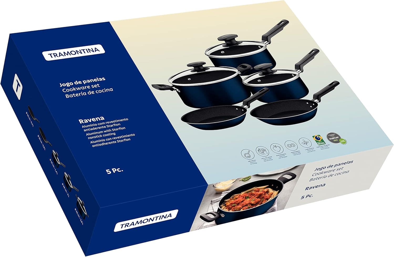 Jogo de Panelas Tramontina Ravena em Alumínio com Revestimen... - Image 2