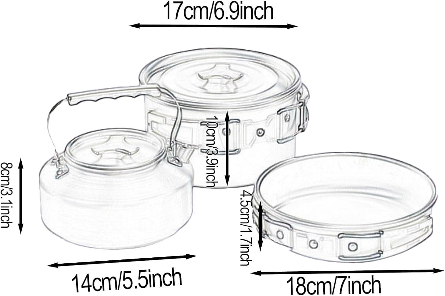 harayaa 3x conjunto de cozinha acampamento panelas kit bagun... - Image 6