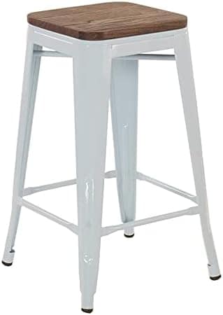 Loft7, Banqueta Iron Tolix com assento de madeira rústica es...