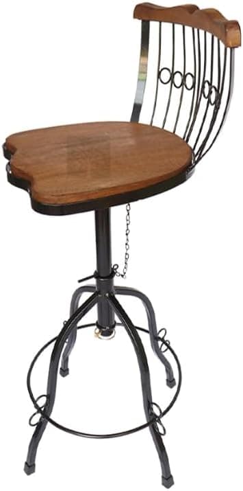 Kit 2 Banquetas Bistrô Regulável Giratória Ferro Madeira - Image 3