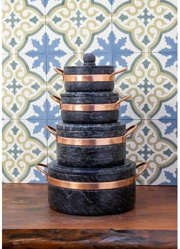 Jogo de Panelas Pedra Sabão 04 peças - 500ml +1L +1,5L +3L