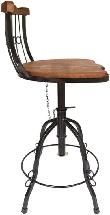 Kit 2 Banquetas Bistrô Regulável Giratória Ferro Madeira - Image 5