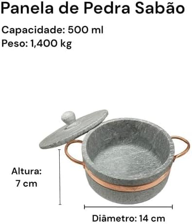 Jogo de Panelas Pedra Sabão 04 peças - 500ml +1L +1,5L +3L - Image 2