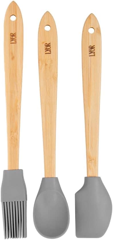 LYOR - Conjunto 3 Utensílios de Silicone com Cabo de Bambu C...