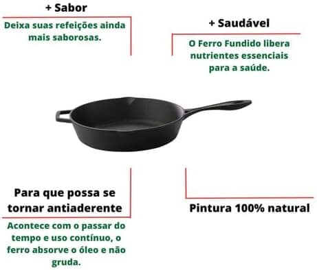 Frigideira Indução Grande De Ferro Fundido Profissional - Image 3