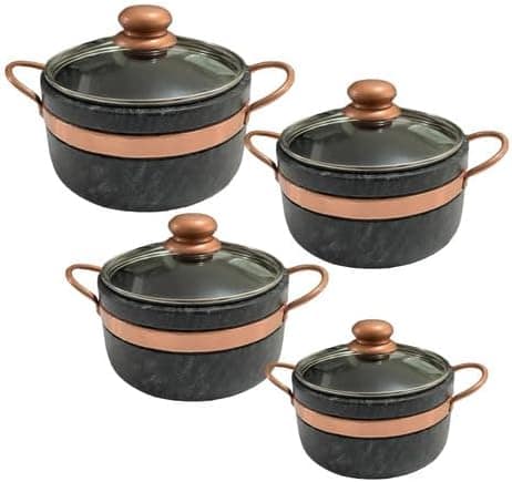 Jogo de Panelas de Pedra Sabão Tampa de Vidro 1,5, 2, 3 e 4 ...