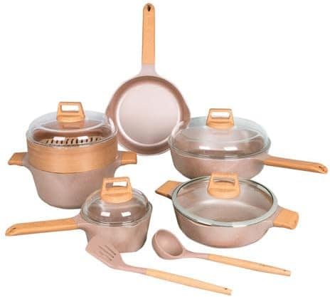 Jogo de Panelas Indução Granito Antiaderente 13 Peças