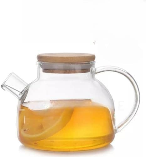 Chaleira De Vidro 1 Litro Com Coador Tampa De Bambu Premium ...