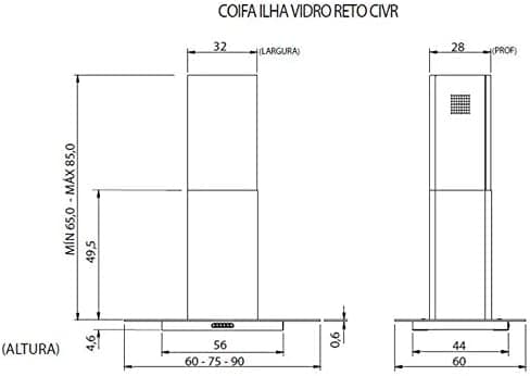 Coifa Ilha Vidro Reto Inox 60cm - Fogatti 220V - Image 4