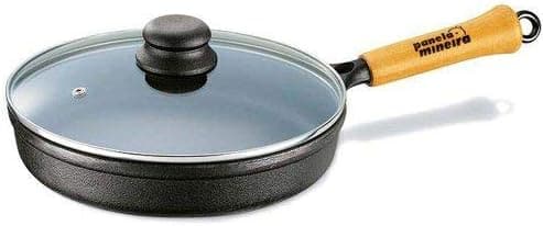 Frigideira Tampa De Vidro Cabo Madeira 23cm - Panela Mineira