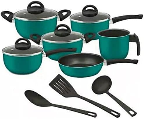 Conjunto de panelas verde 09 peças Antiaderente