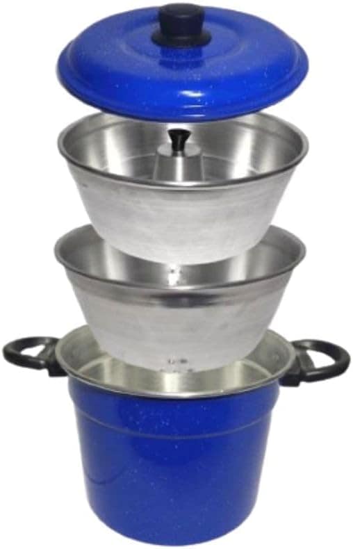Kit Forma Pudim Banho Maria De Alumínio Reforçado 3X1 Azul