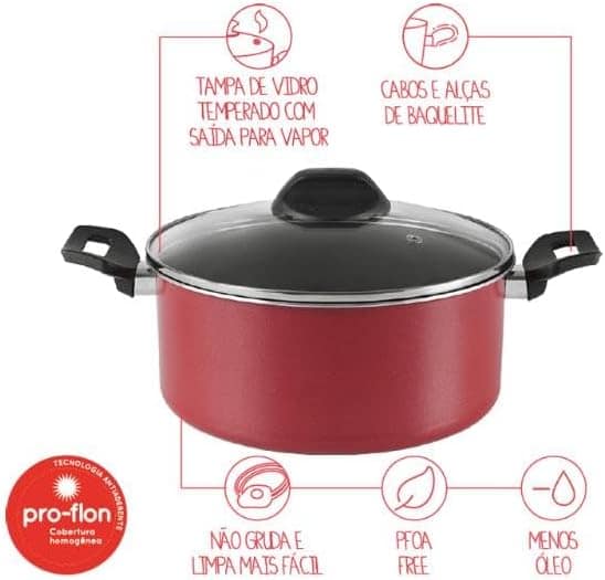 Caçarola com tampa, Brinox, Garlic 7001/361, Vermelho - Image 2