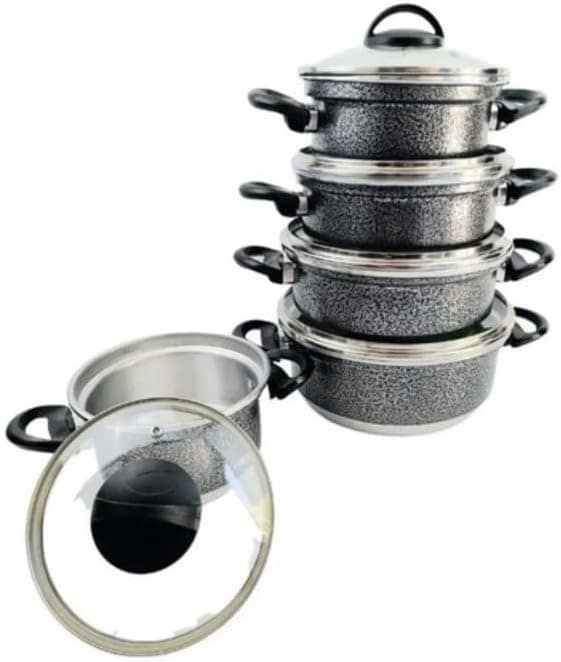 5 Panelas Tampa Vidro Craqueado + 3 Leiteiras + Cuscuzeira - Image 2