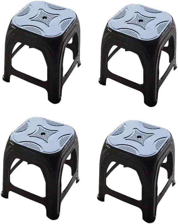 4 BANCO DE PLASTICO 46CM COR PRETO