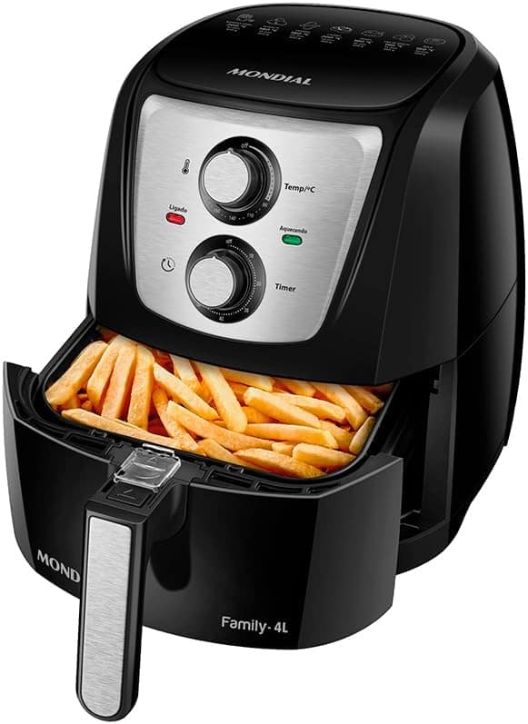 Fritadeira Sem Óleo Air Fryer 4L, Mondial, Preto/Inox, 1500W... | É bom mesmo? Descubra antes de comprar