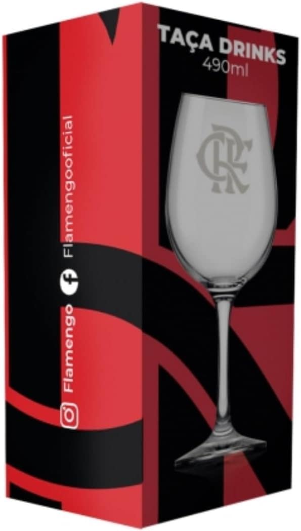 Taça de Vinho Grande Drinks 490ml em Vidro Cristal Flamengo ... - Image 2