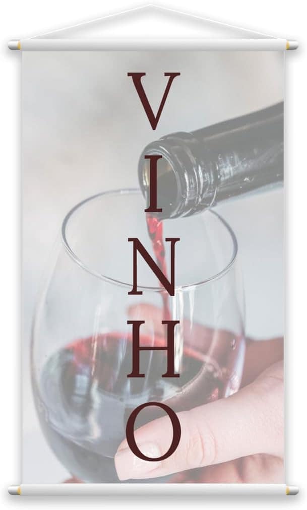 Banner Vinho Tinto Bebida Uva Taça de Vidro Lona Grande