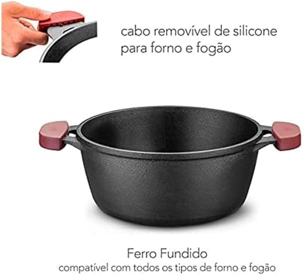 MTA CACAROLA COM TAMPA DE VIDRO FORNO FOGAO FERRO FUNDIDO N°... - Image 3