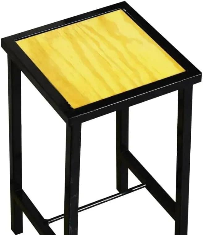 Jogo 3 Banqueta Baixa Industrial Preta Madeira Natural - Image 3