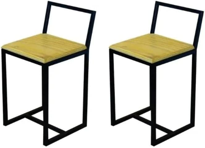 Jogo 2 Banqueta Baixa Para Cozinha Madeira Natural Preta Ind...