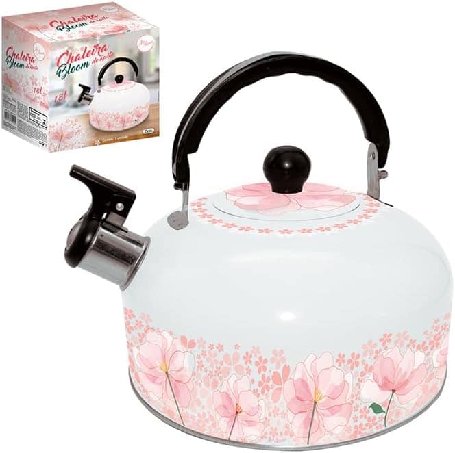 Art House Chaleira Floral 1,8 Litros Rosa Aço Inox, Plástico...
