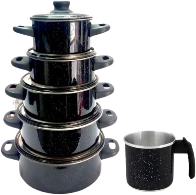 Jogo De Panelas 5 Peças Leiteira Jogo Talheres(preto)