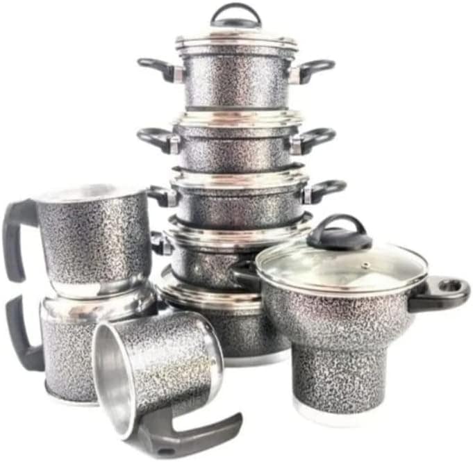 5 Panelas Tampa Vidro Craqueado + 3 Leiteiras + Cuscuzeira