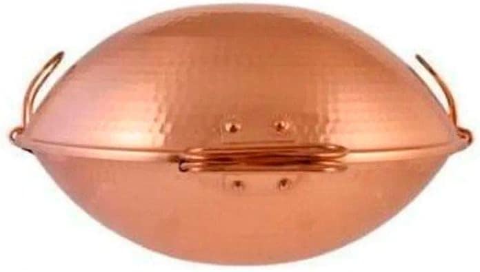 Panela Portuguesa Cataplana De Cobre Martelada 5 Litros